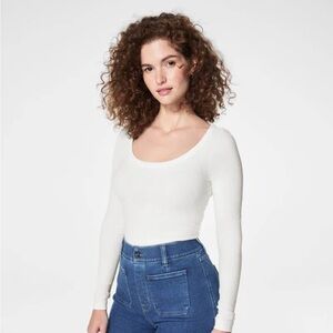 SPANX® Stretch Rib Scoop Neck Long Sleeve Tee in Size Small